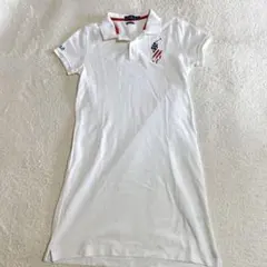 ポロラルフローレン 白 アメリカ国旗ホース ポロシャツワンピース Ｓ