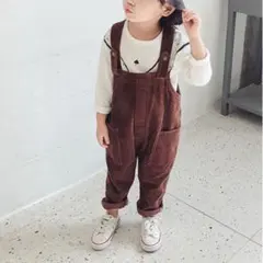オーバーオール サロペット コーデュロイ ブラウン  110