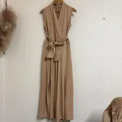 ナチュシー tatuse パンツドレス ベージュ ワンピース ノースリーブ