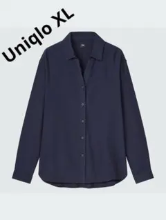 UNIQLO 長袖シャツ ネイビー XL