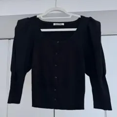 SNIDEL パフスリーブ カーディガン ブラック フリーサイズ