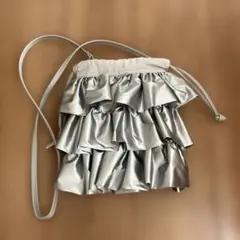 LAKOLE ショルダーバッグ シルバー フリル 巾着
