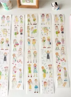 女の子イラストシール　　キスカットテープおすそ分け/コラージュ　韓国風　手帳