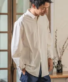 【超美品】リップストップ　撥水シャツジャケット　ホワイト　コールアンドレスポンス