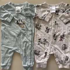 ミッキーミニー　長袖ロンパース　前開き　60 2枚　セット