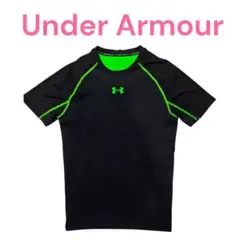 Under Armour フィットネスシャツ 半袖 ブラック/グリーン