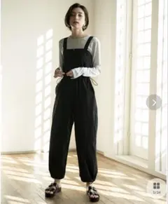美品　オペークドットクリップ ナイロンZIPサロペット　ブラック　Mのサムネイル