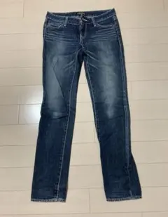 moussy ダメージ加工 ストレート スキニー ブルー デニム ジーンズ 26