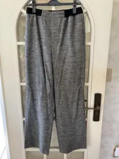 【ケーティーキヨコタカセ】ヘリンボーンパターン ワイドレッグスラックス