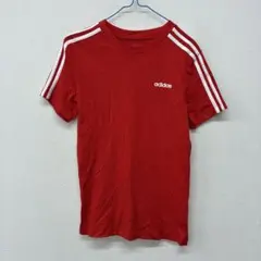 adidas レッド 半袖Tシャツ ストライプ袖　kids160 ※20