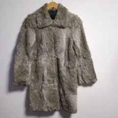 フジコウ　毛皮　ロングコート　ラビットファー グレー　9AR
