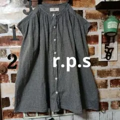 r.p.sブラウス（M）チェック柄 黒×白