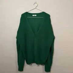 WEGO グリーン カーディガン 秋 長袖 Vネック 生地アクリル100%
