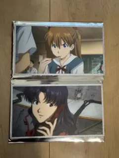 韓国限定　新世紀エヴァンゲリオン エヴァ展　イラストボード　アスカ　ミサト