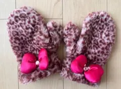 ミニーちゃん ヒョウ柄ミトン