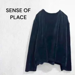 センスオブプレイス ブラウス プルオーバー ベロア トップス クルーネック 長袖