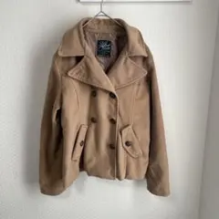 SKY BOMBER ボタン ピーコート ブラウン L 冬