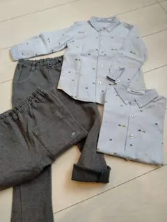 新品 ファミリア シャツ 襟付きシャツ パンツ ロングパンツ 兄弟お揃い セット