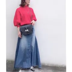 定価25,300円 woadblue デニムスカート フレア ロング マキシ
