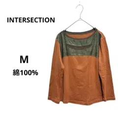 インテレクション 異素材 長袖 カットソー シースルー トップス 個性的 M