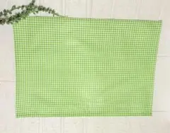 ラミネート加工ランチョマット1枚　黄緑　細かいチェック柄　男女共用　小学生　給食