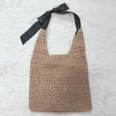 【美品】アフタヌーンティー ペーパーリボン ショルダーバッグ かごバッグのサムネイル