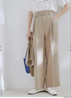 VISワイドパンツ 「接触冷感・洗える」美easy Dカンベルト付きワイドパンツ