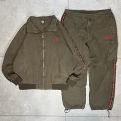 セットアップ　上下　ジップジャケット　イージーパンツ　ダック地　ライン　フェード