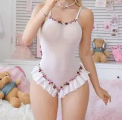 新品╰(*´︶`*)╯♡XLサイズ　ベビードール　ホワイトフリルネグリジェ