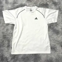00s アディダス 半袖 Tシャツ 白 M パイピング ロゴ Y2K