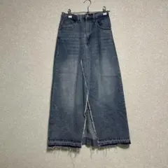 デニムロングスカート フロントスリット　y2k