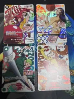 美品 ワンピースカード ラウンドワン プロモ ルフィ ゾロ セット
