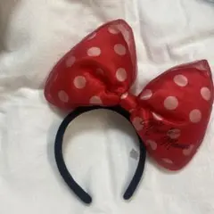 ミニーマウス　赤い水玉リボンカチューシャ