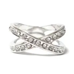 エックス X スワロフスキークリスタル シルバーリング