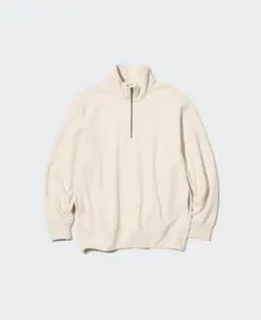 UNIQLO スウェットハーフジッププルオーバー S クリーム色