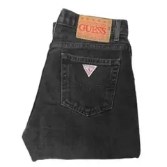 GUESS ゲス ワンポイント 刺繍ロゴ ブラック 黒 ジーンズ デニムパンツ