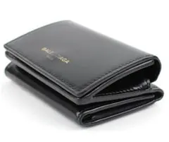 希少モデル BALENCIAGA ペーパーミニウォレット ブラック 490621