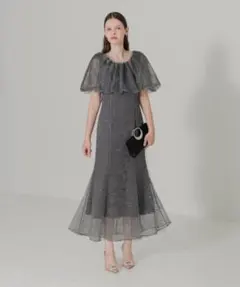 【LEJA】2WAYオフショルダーパフスリーブバリエマーメイドワンピース グレー