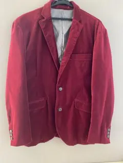 ボルドー色ベロアテーラードジャケット