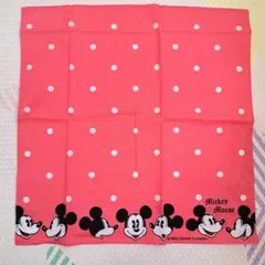 ミッキーマウス 水玉ハンカチ　ピンク　レア　disney