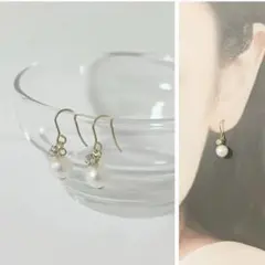 お試し価格　パール×ゴールドの上品ピアス　大人かわいい ハンドメイド　サージカル