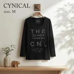 CYNICAL シニカル 長袖Tシャツ M ブラック ラインストーン ロゴ 美品