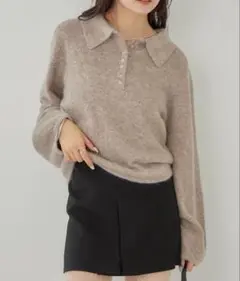 mystic襟付きロングスリーブニット