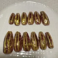 ゴールド・赤グラデーション ネイルチップ 12個セット