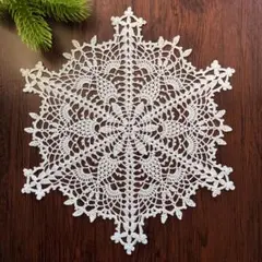 レース編み ドイリーF(生成り)