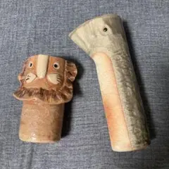 値下げ　陶器2個セット　箸立て　ペン立て　花瓶　花器　フラワーベース