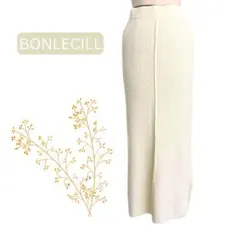 BONLECILL ボンルシール アイボリー リブ編み ニット タイト スカートのサムネイル