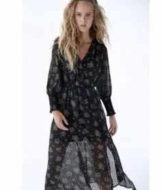 新品☆ZARA ザラ バルーンスリーブワンピース M flower