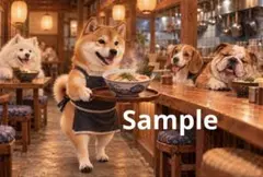 いらっしゃいませ！犬のラーメン屋さん デジタルアート イラスト ポストカード