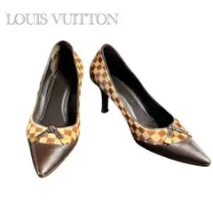 極美品 ルイヴィトン モノグラム レザー パイソン チャンキーヒール パンプス LV*ルイヴィトン✧パンプス๑チャンキーヒール*24.5〜25cm相当